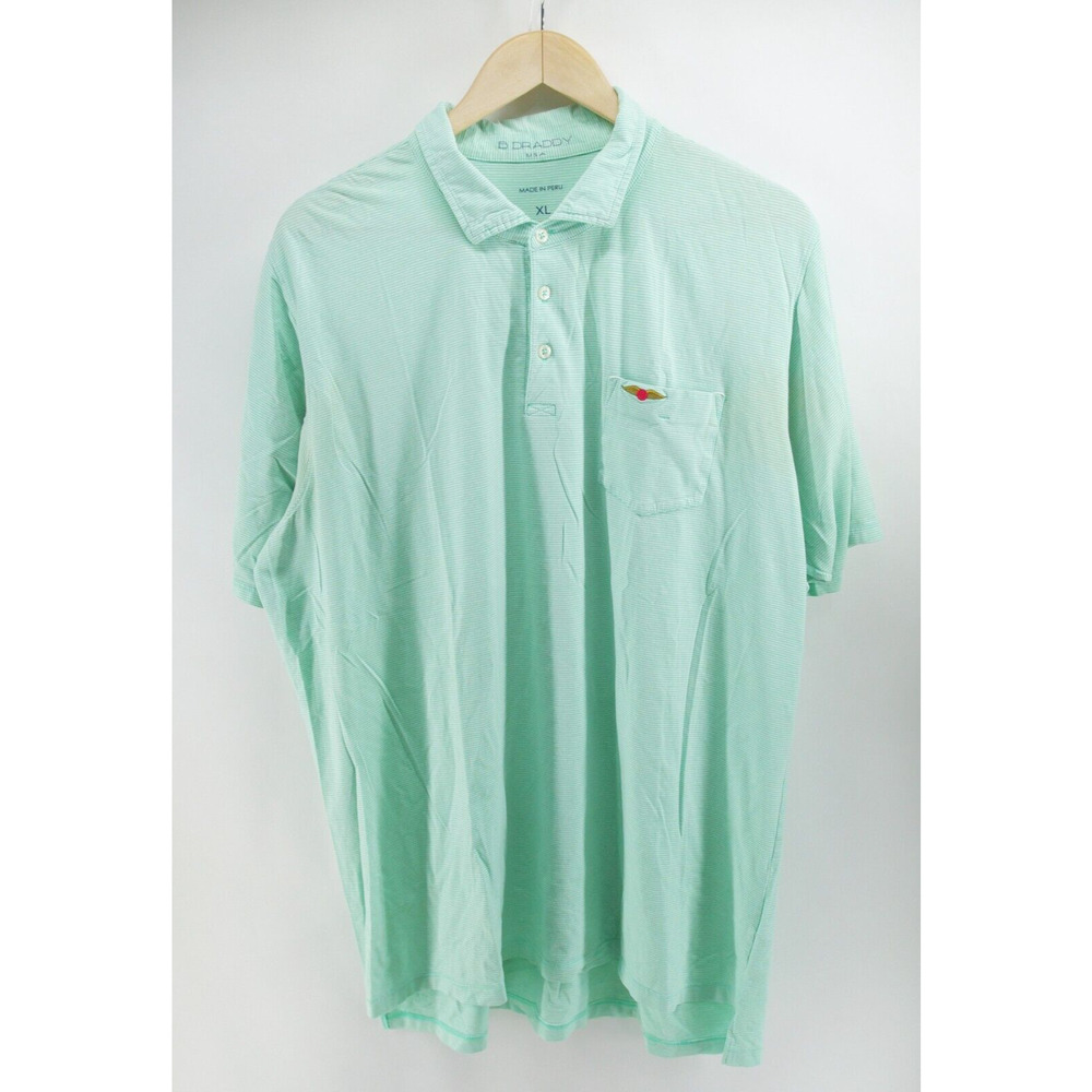 B DRADDY Mens XL Green Striped  Short Sleeve Golf Polo Shirt‎